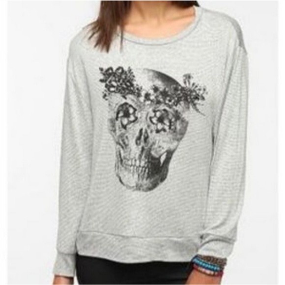 Daydreamer LA Skull Pull Over Sweater Gray Size Medium - Picture 1 of 5